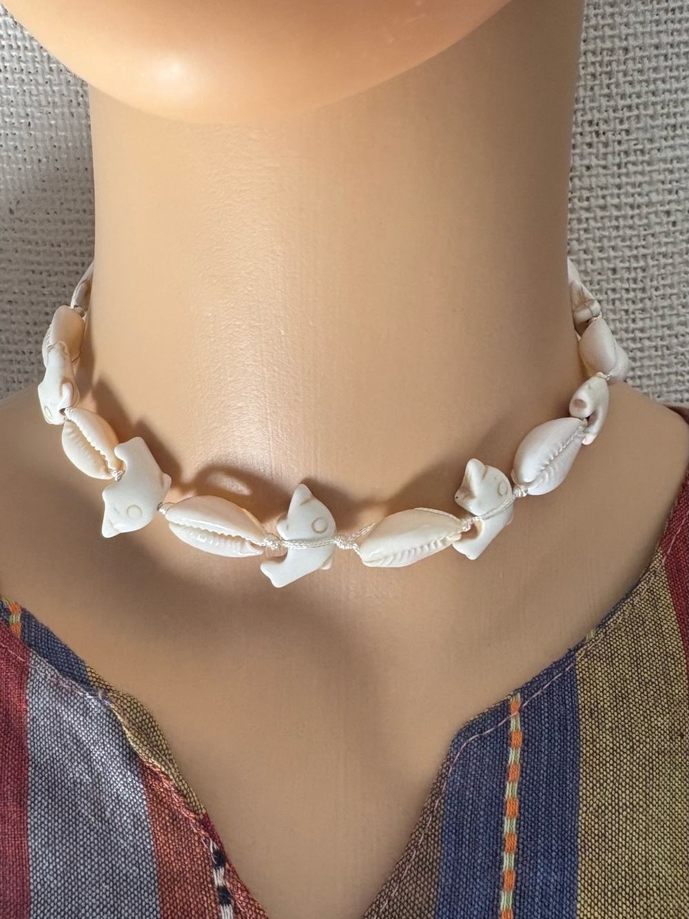 Handcrafted White Shell Fish Choker Necklace